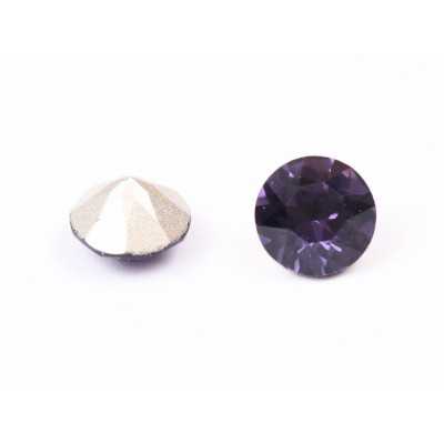 0711-Austria Chaton Round Stone, 7mm, Purple Velvet Silver Foiled - 1 buc