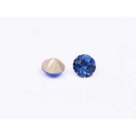 0730- Austria Chaton Round Stone, 6mm, Sapphire Silver Foiled - 1 buc