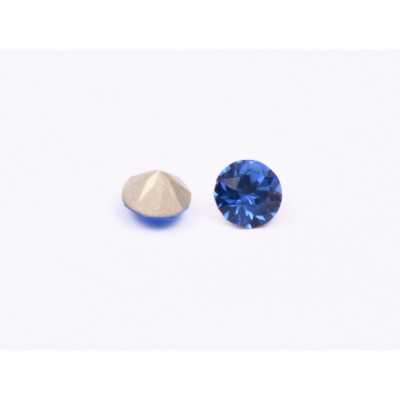 0730- Austria Chaton Round Stone, 6mm, Sapphire Silver Foiled - 1 buc