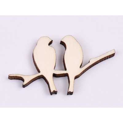 L813-Decoratiune lemn "Pasarele pe ramura" 3.5x2 cm - 1 buc
