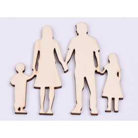 L817-Decoratiune lemn "Siluete familie" 9x8 cm - 1 buc