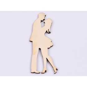L821-Decoratiune lemn "Cuplu imbratisat" 9x3 cm - 1 buc
