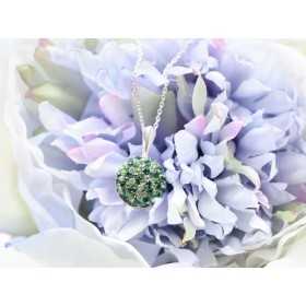 Pandant din argint 925 14 mm cu Ceralun negru si cristale, nuante de verde - 1 buc