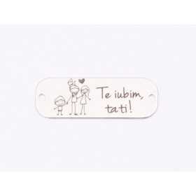 E1664 G Tablita Ag 925 "Te iubim, tati!" 23x8mm, 0.5mm 1 buc