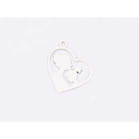 E1676 N Pandantiv Ag 925 Mama si fiica, 16.5x16.5mm, 0.5mm- 1 buc