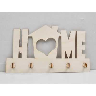 L847-Cuier chei din lemn "Home / heart" 38x22cm - 1 buc