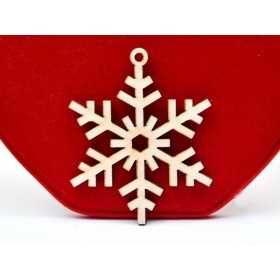 L910- Glob din lemn, Fulg de nea, model 5, 7.5x9.5cm - 1 buc