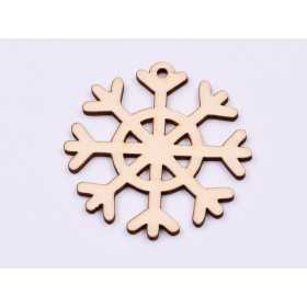 L943- Decupaj din lemn, Fulg de nea stilizat 7x7 cm - 1 buc