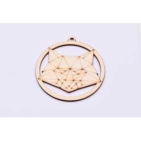 L945- Glob din lemn, Pisica stilizata 10.5x10 cm - 1 buc