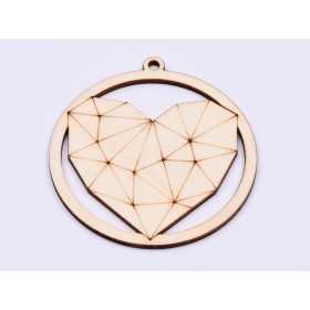 L946- Glob din lemn, Inima stilizata 10.5x10 cm - 1 buc