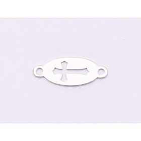 E1824 N Link Ag 925 Oval cu cruciulita decupata, 14.5x6mm, 0.4mm 1 buc
