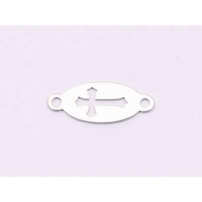 E1824 N Link Ag 925 Oval cu cruciulita decupata, 14.5x6mm, 0.4mm 1 buc
