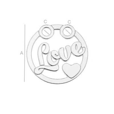 G0824-Link charm rotund LOVE 18mm argint 925 1 buc