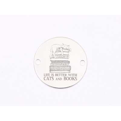 E1867 GS Link Ag 925 "Life is better with cats and books" 16.5mm, 0.3mm - 1 buc