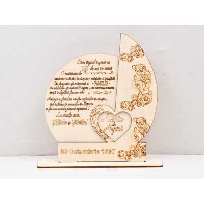 L954-Trofeu din lemn "Nunta de argint" 30x25cm- 1 buc