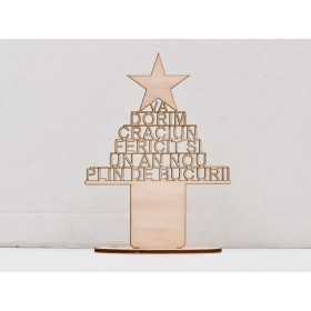 L962- Decoratiune din lemn Brad cu suport 20x15cm- 1 buc
