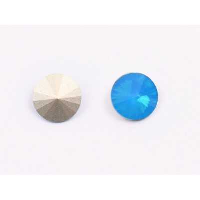 P4618-Austria Rivoli Round Stone, 12mm, Caribbean Blue Opal - 1 buc