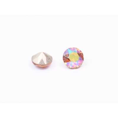 0826-Austria Chaton Round Stone, 7mm, Crystal Iridescent Green Silver Foiled - 1 buc