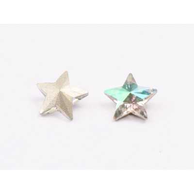 P4621-Cristal Star Fancy Stone, 10mm, Crystal Luminous Green Silver Foiled - 1 buc