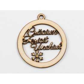 L985 -Glob lemn "Craciun Fericit Bunu" 8x7 cm -1 bucata