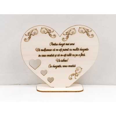 L991 - Decoratiune lemn "Dragii mei socri" -25x20cm -1 bucata