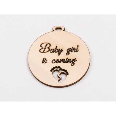 L1007-Decupaj glob "Baby girl coming" 8x7cm- 1 buc