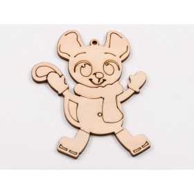 L1019-Decoratiune lemn "Șoricel si cadouri" 10x7cm