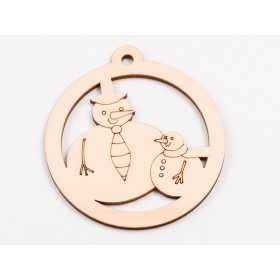 L1036-Glob din lemn "Snowman family" - 9x8 cm