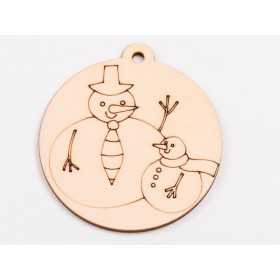 L1037-Glob din lemn "Snowman family2" - 9x8 cm