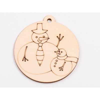 L1037-Glob din lemn "Snowman family2" - 9x8 cm