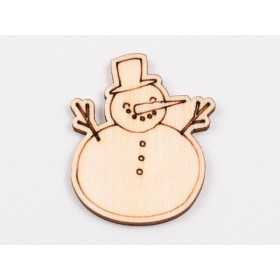 L1044-Figurina din lemn "Snowman " - 5.5x4.5 cm