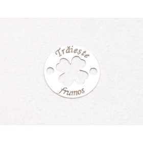 E1977 G Link Ag 925 Trifoi "Traieste frumos" 12.5mm- 1 buc