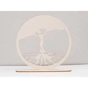 L1097-Decoratiune din lemn copacul vietii "Lady" cu suport diametru 15 cm 1buc