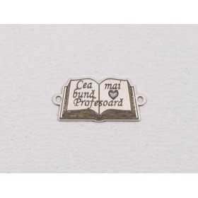 E1985 G Link Ag 925 Carte deschisa "Cea mai buna profesoara" 18x9mm, 0.4mm