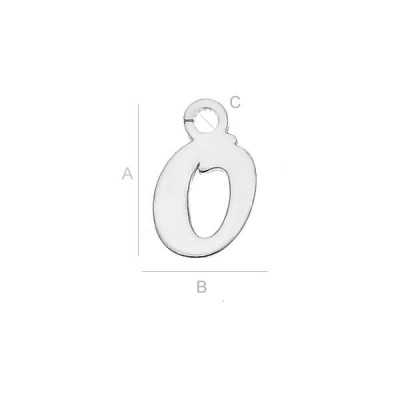 G0893-Litera O din argint 925 8.6x7.3mm 1 buc