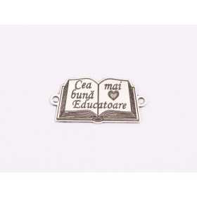 E1996 G Link Ag 925 Carte deschisa Cea mai buna educatoare 18x9mm, 0.4mm