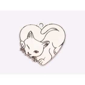 E1999 G Link Ag 925 Inima cu pisicuta, 17.5x17mm, 0.5mm - 1 buc