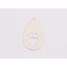 E2002 Cercel din argint heart&paw 18x12.5mm 0.3mm 1 buc