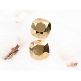 Cercei cu cristal patrat de 10mm, Metallic Light Gold - 1 pereche
