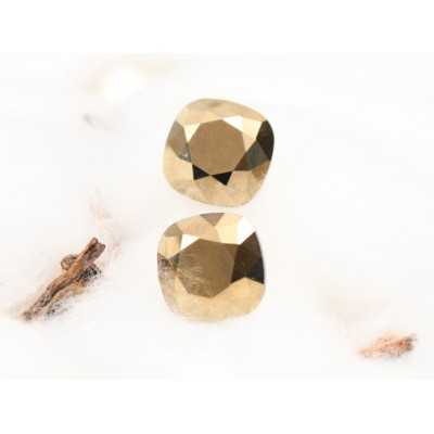 Cercei cu cristal patrat de 10mm, Metallic Light Gold - 1 pereche