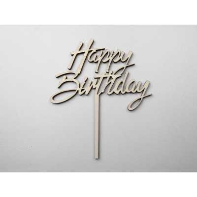 L1145-Topper lemn "Happy Birthday" 15x13cm 1buc