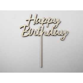 L1146-Topper lemn "Happy Birthday" 17x15cm 1buc