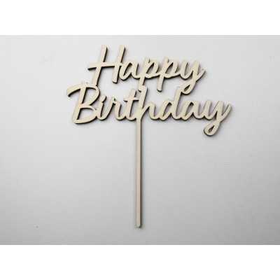 L1146-Topper lemn "Happy Birthday" 17x15cm 1buc