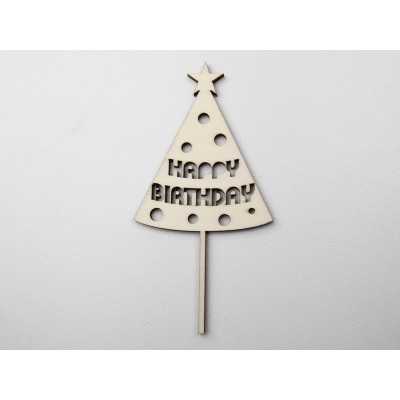 L1151-Topper lemn "Happy Birthday" 15x7.5cm 1buc