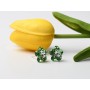 Cercei floare cu 6 cristale de 6mm Fancy Green - 1 pereche