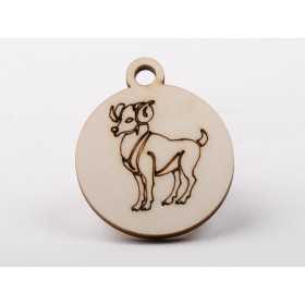 L1225-Decoratiune lemn zodia Berbec 4.5x4cm- 1 buc