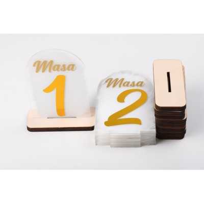 L1227 - Placecard din plexic cu numere aurii set 10 bucati