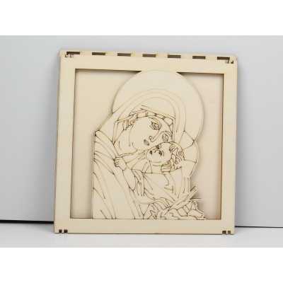 L927- Caseta pentru licheni Maica Domnului cu pruncul 20x20 cm - 1 buc