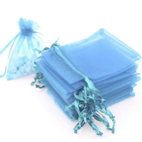 D007-Saculet din organza azur 9x7cm-1 buc