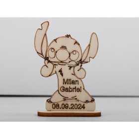 L1254-Decoratiune lemn marturie botez Stitch 6x9cm - 1 buc